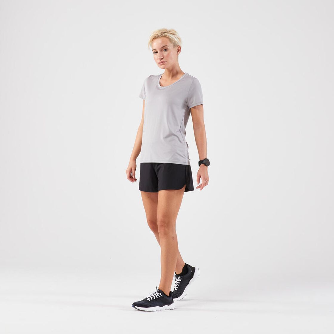 데카트론 여성 러닝 반팔 티 런 드라이 100 플린트 그레이(Decathlon Women's Running Short Sleeve T-Shirt Run Dry 100 Flint Grey) - 3
