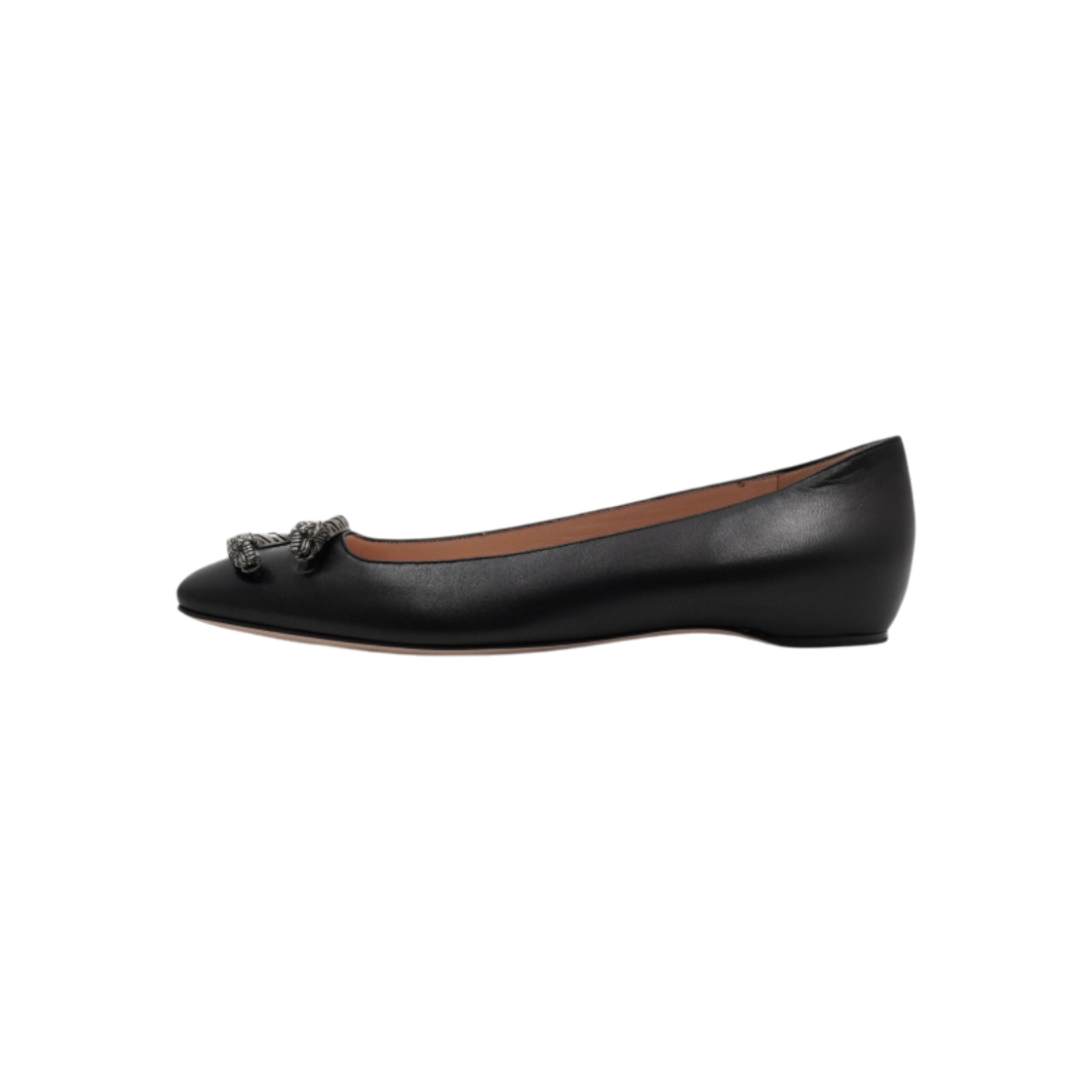 IT4UD9B9ABBS Gucci Black Leather Dionysus Ballerina Flats