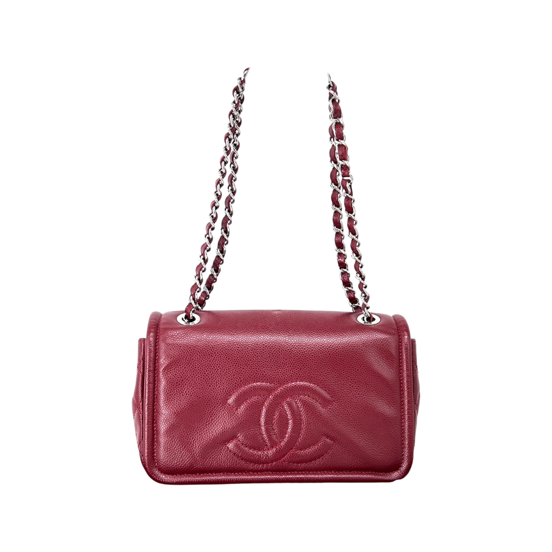 ITECVCQO8KO2 Chanel Caviar Timeless CC Logo Chain Shoulder Bag