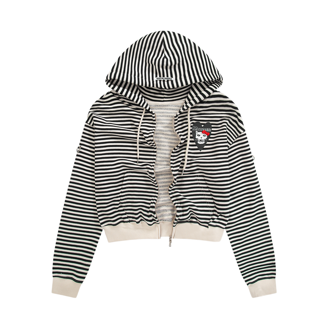 하이타이드 프랭키 미우스피츠 크롭 와이어 집업 후디 스카이 블랙(HIGHTIDE FRANKIE Meowsfits Crop Wire Zip-Up Hoodie Black) - 2