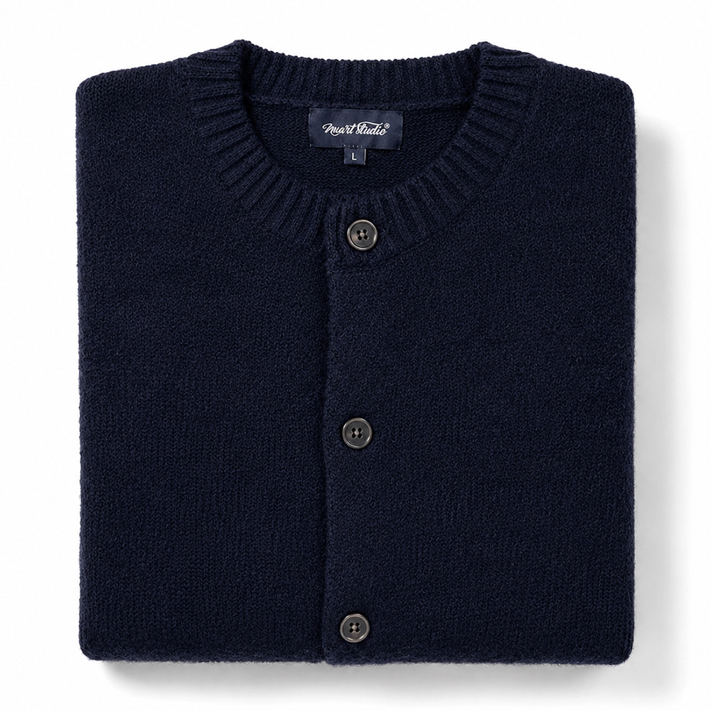 누아트 스튜디오 아르보 라운드 크롭 가디건 네이비(NUART STUDIO Arbo Round Neck Cropped Cardigan Navy) - 2