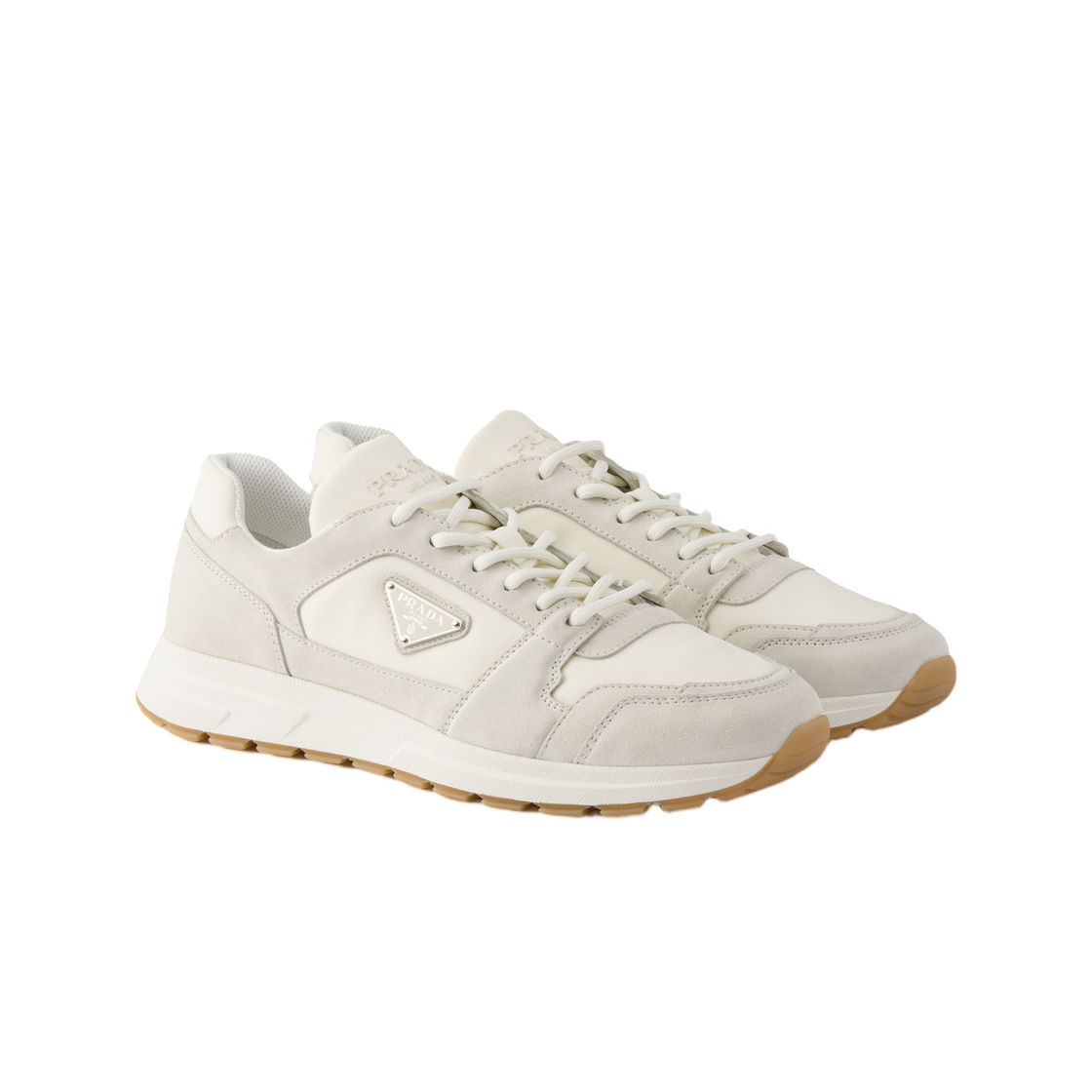 프라다 프락스 스웨이드 앤 리나일론 스니커즈 크림(Prada Prax Suede and Re-Nylon Sneakers Cream) - 2
