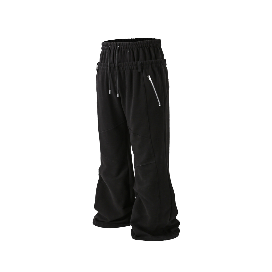 로어링라드 레이어드 웨이스트 스웻 팬츠 블랙(ROARINGRAD Layered Waist Sweatpants Black) - 1