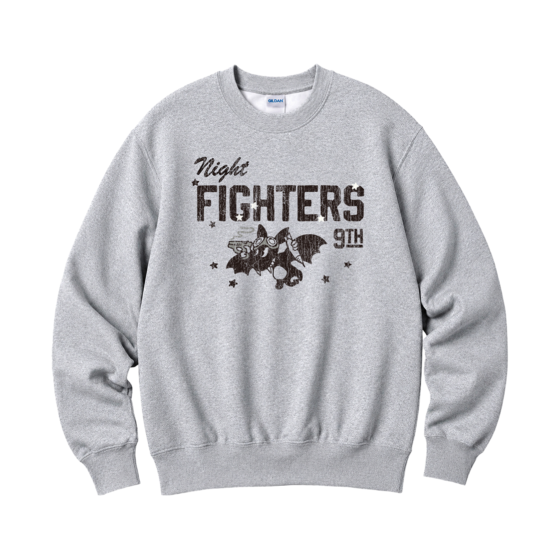 88000_copy Gildan X Vintage Collection NIGHT FIGHTERS Crewneck Sweat shirt Grey