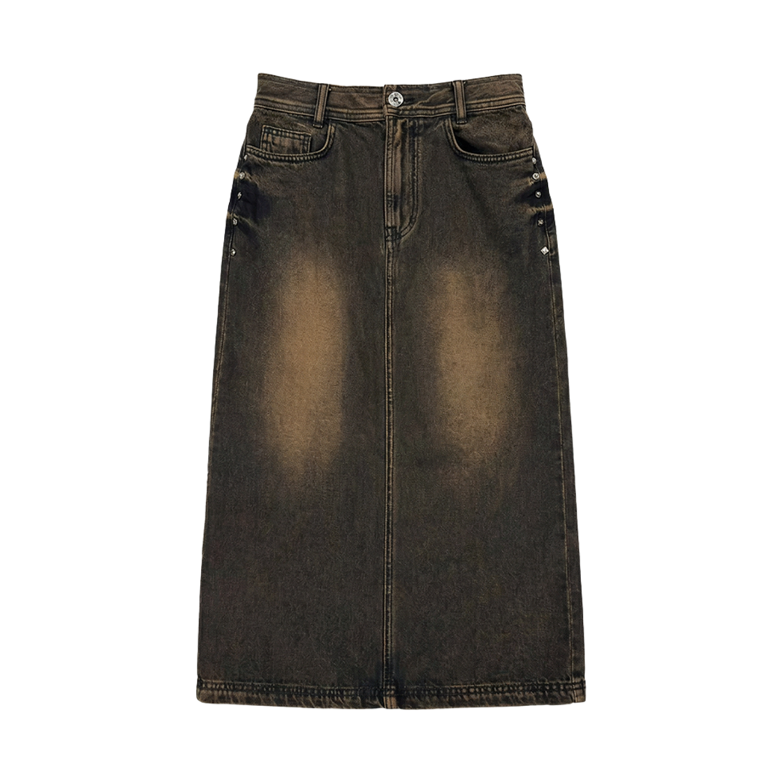비엘알 트레이스 데님 롱 스커트 브라운(BLR Trace Denim Long Skirt Brown)
