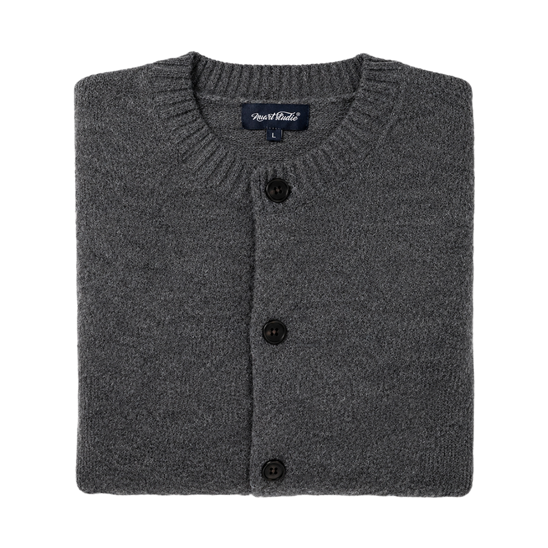 누아트 스튜디오 아르보 라운드 크롭 가디건 헤더그레이(NUART STUDIO Arbo Round Neck Cropped Cardigan Heather Gray) - 2