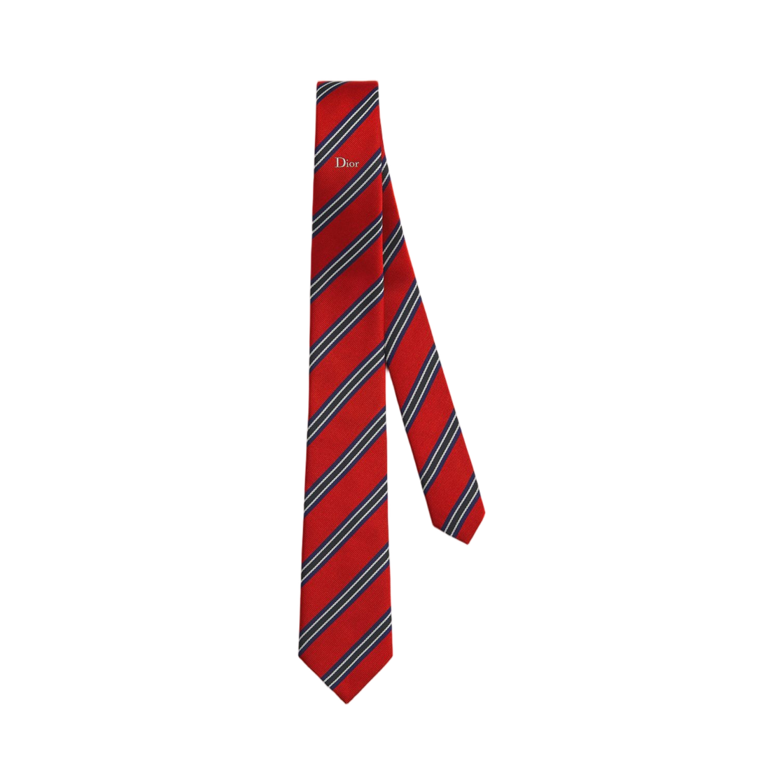 68C1047B6K34-C380 Dior Regimental Tie Silk Red Navy Blue Black White