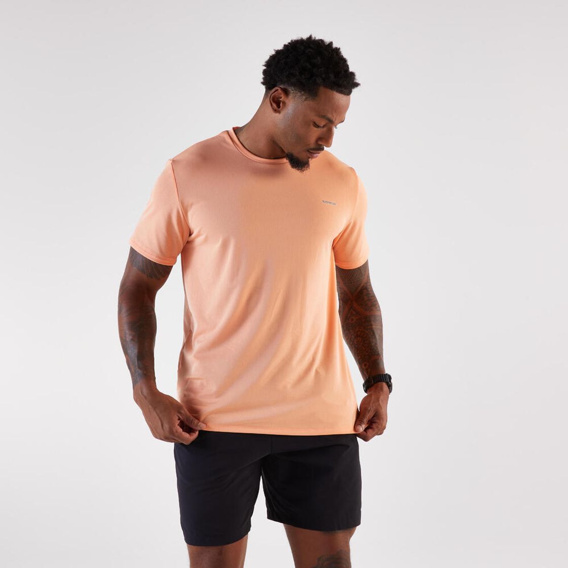 데카트론 남성 러닝 반팔 티 런 드라이 500 피치 오렌지(Decathlon Men's Running Short Sleeve T-Shirt Run Dry 500 Peach Orange) - 2