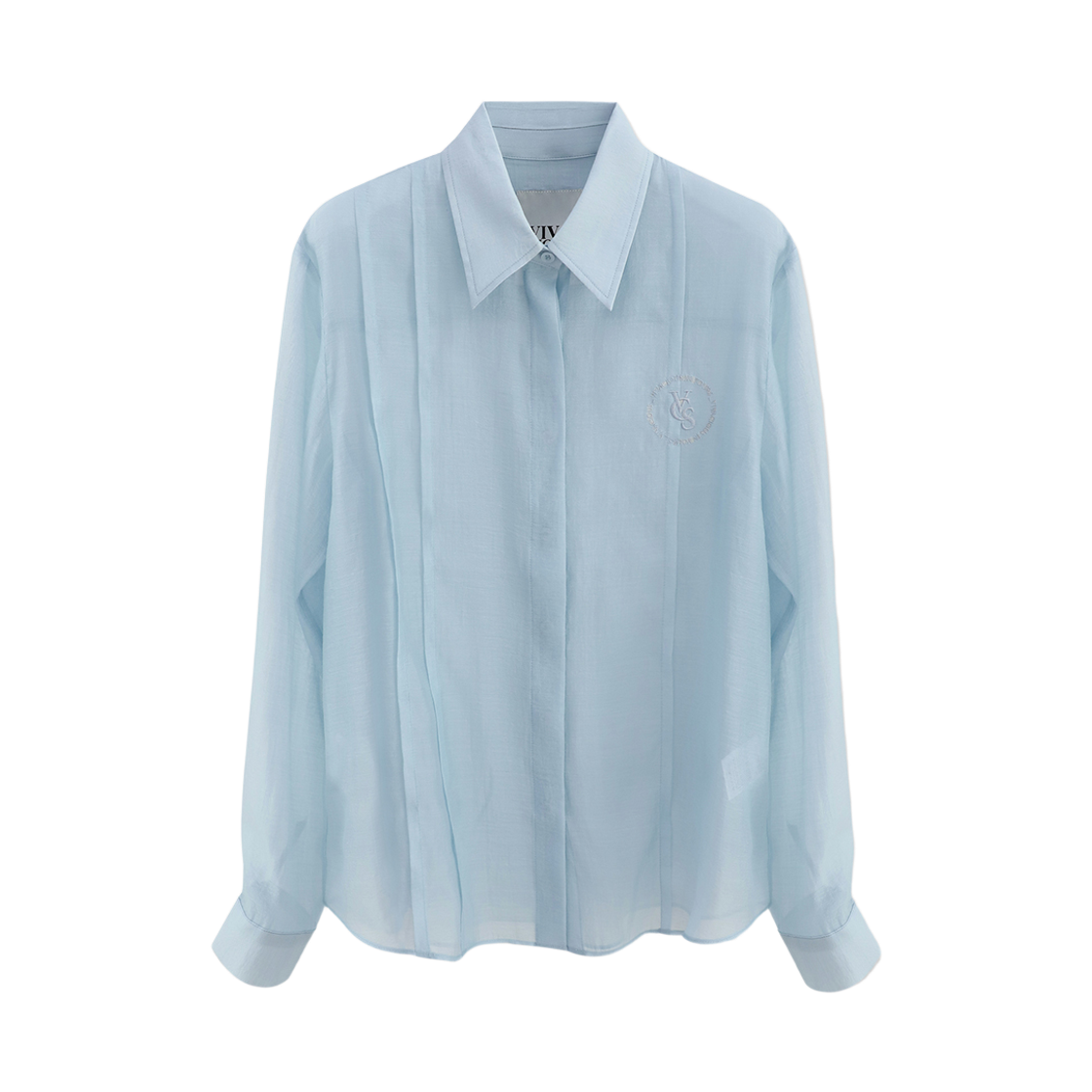 비바셔스 뉘 시스루 핀턱 라인 셔츠 블루(VIVACIOUS Nuit See-Through pintuck line Shirt BLUE) - 1