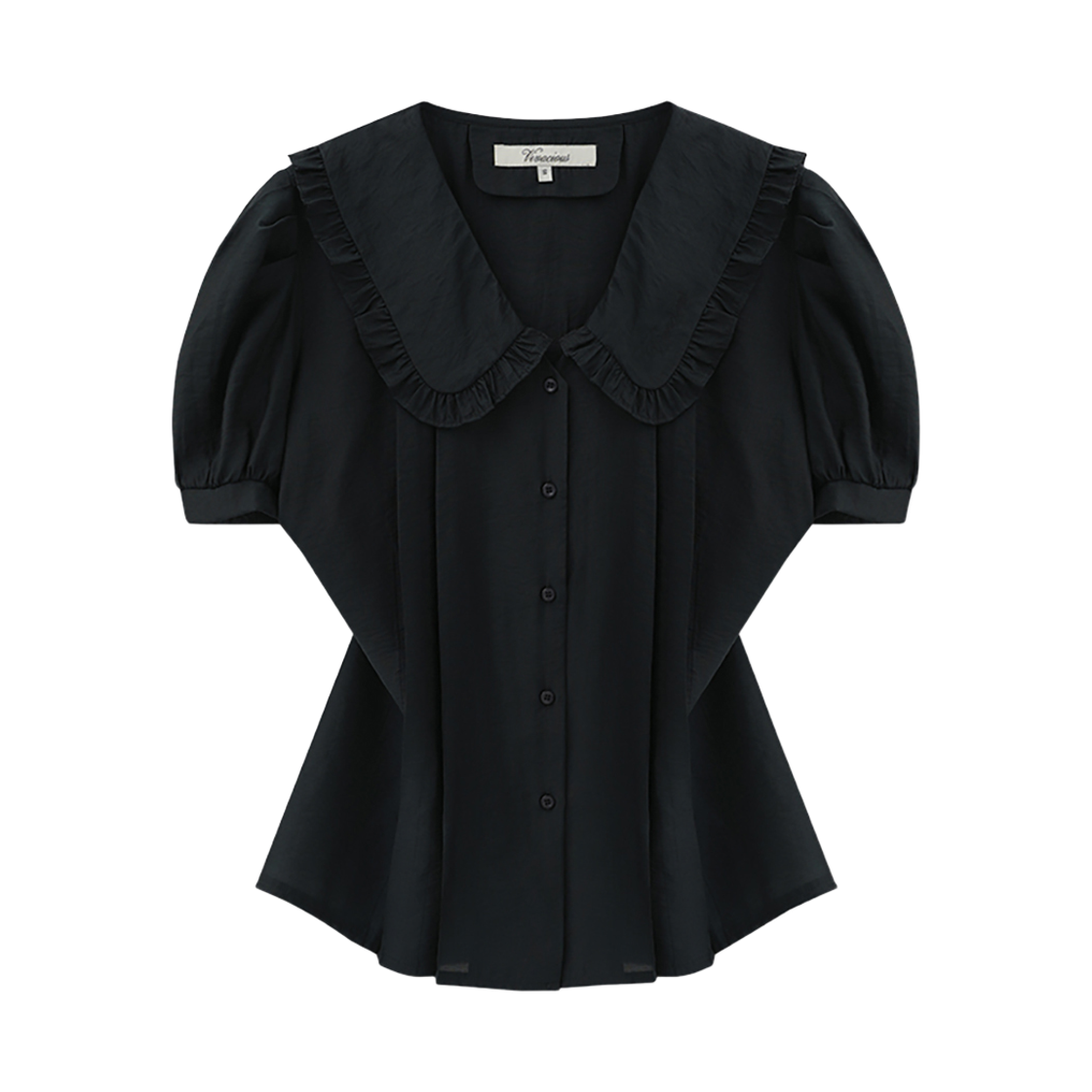VV62BL02BK VIVACIOUS Soir Big Collar Frill Blouse BLACK