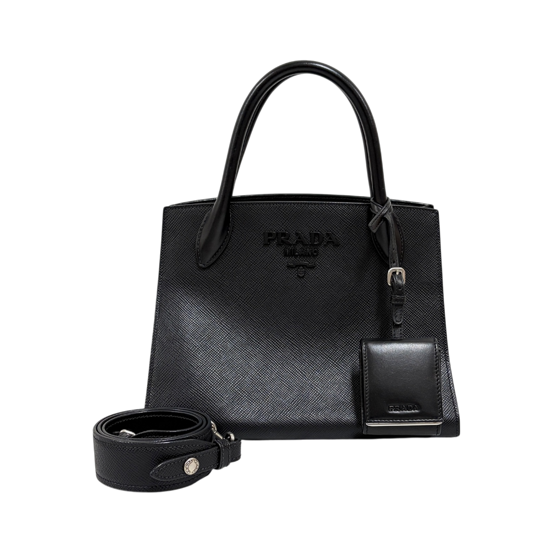 ITLOKGVQB52K Prada Saffiano Monochrome Tote Bag Black