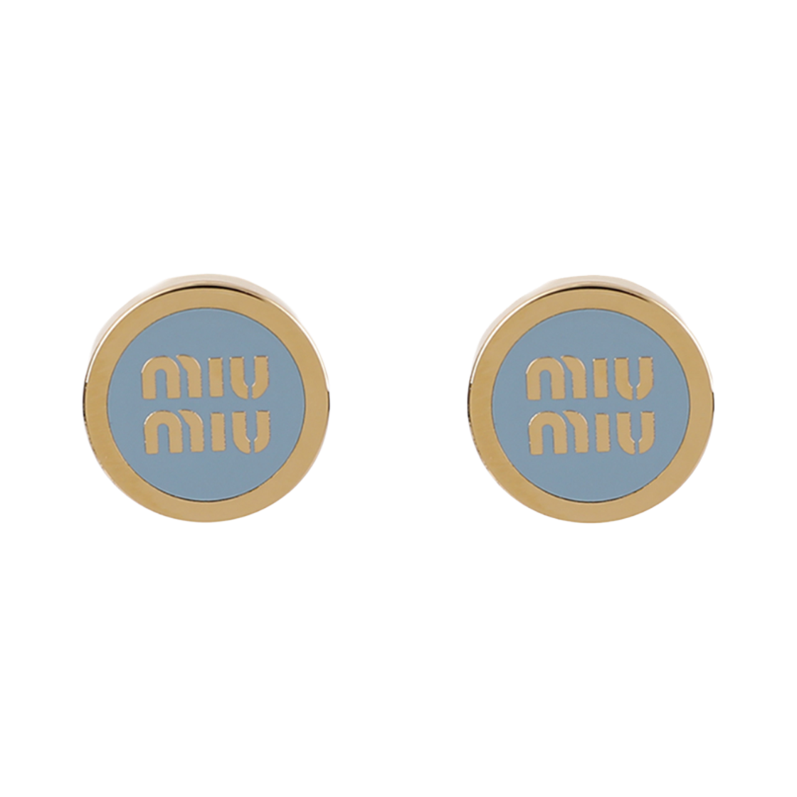 5JO912-2F6T-F0076 (W) Miu Miu Enameled Metal Earrings Light Blue