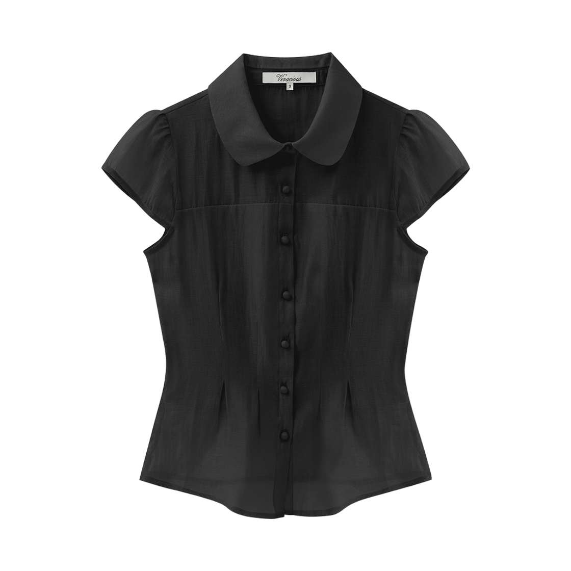 VV62BL01BK VIVACIOUS Sua See-Through Pleated Blouse BLACK