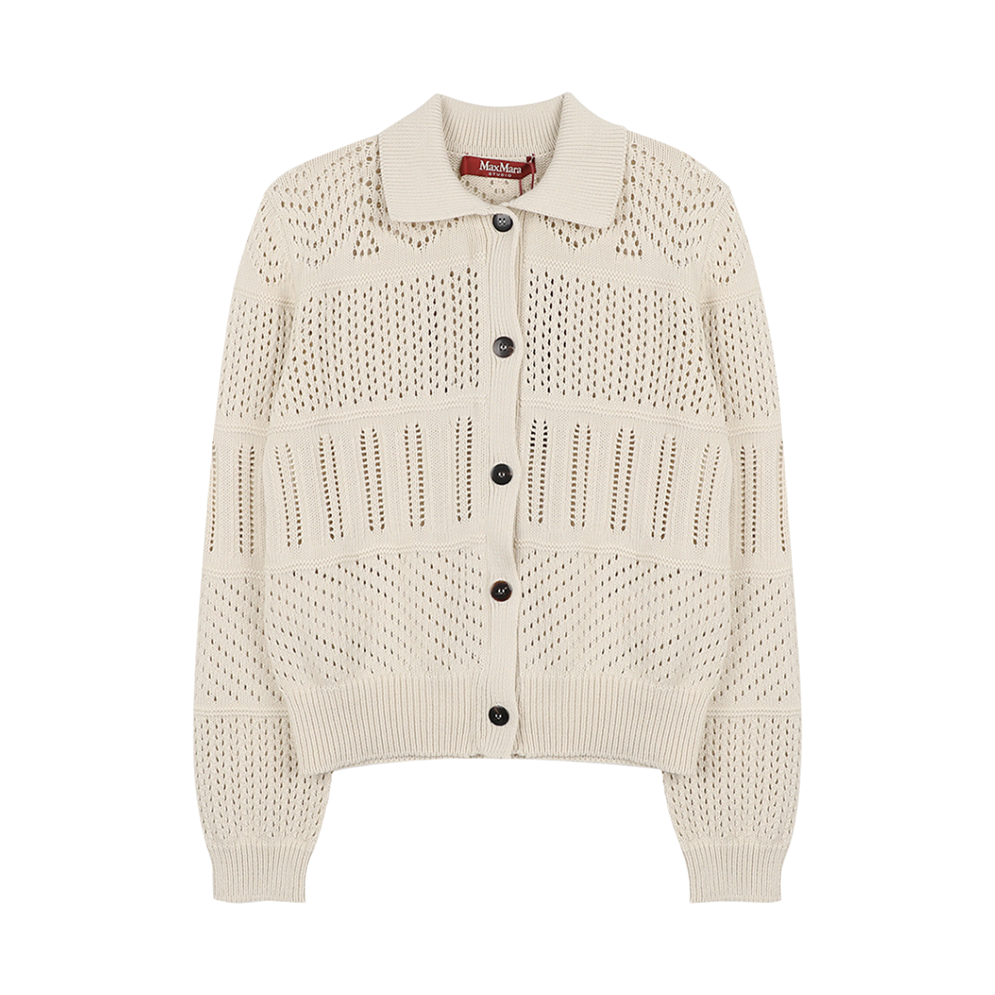 ESPOSTO-001 (W) Max Mara Studio Esposto Cotton Blend Knit Cardigan Beige