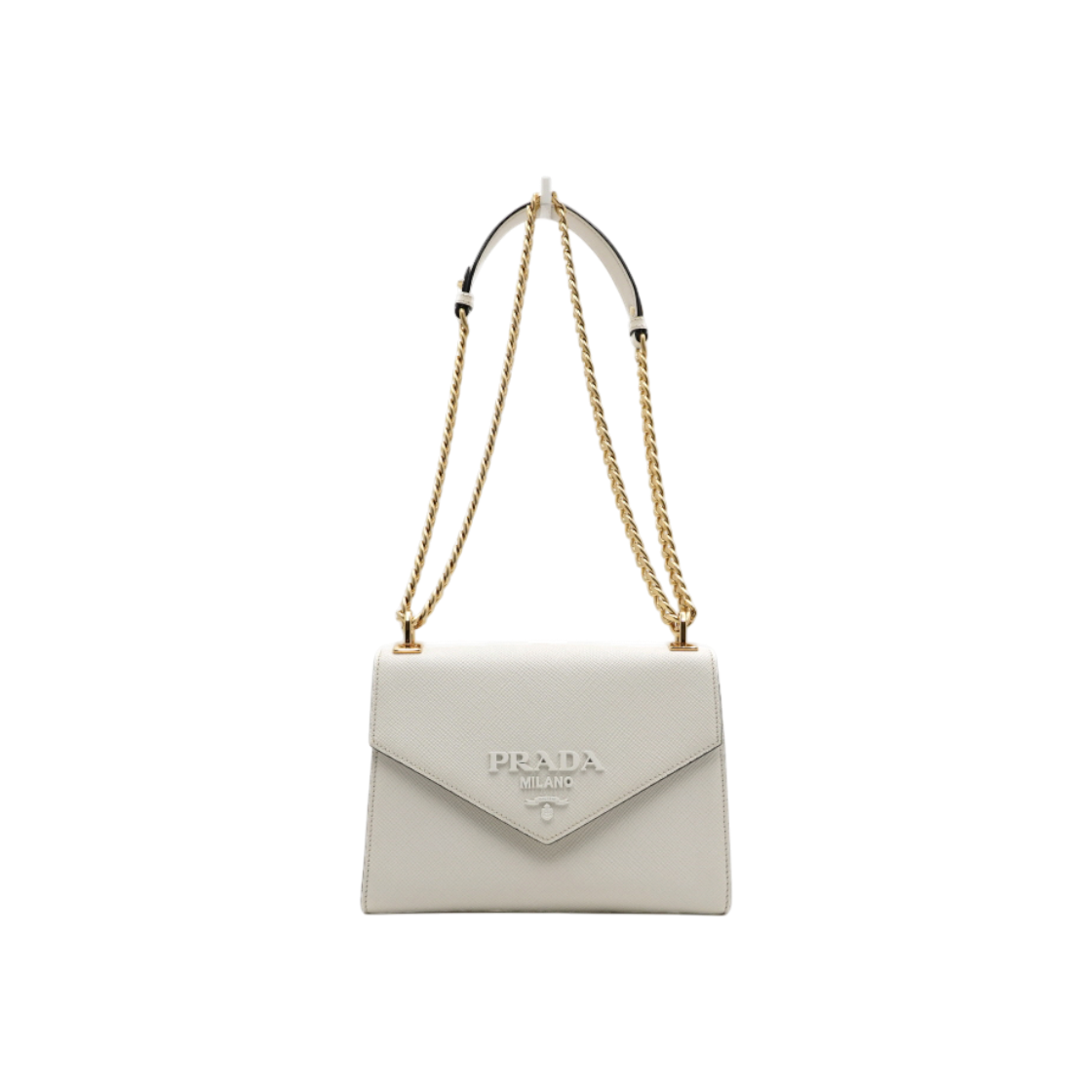 IT9SPG59L8NN Prada Monochrome White Saffiano Chain Shoulder Bag