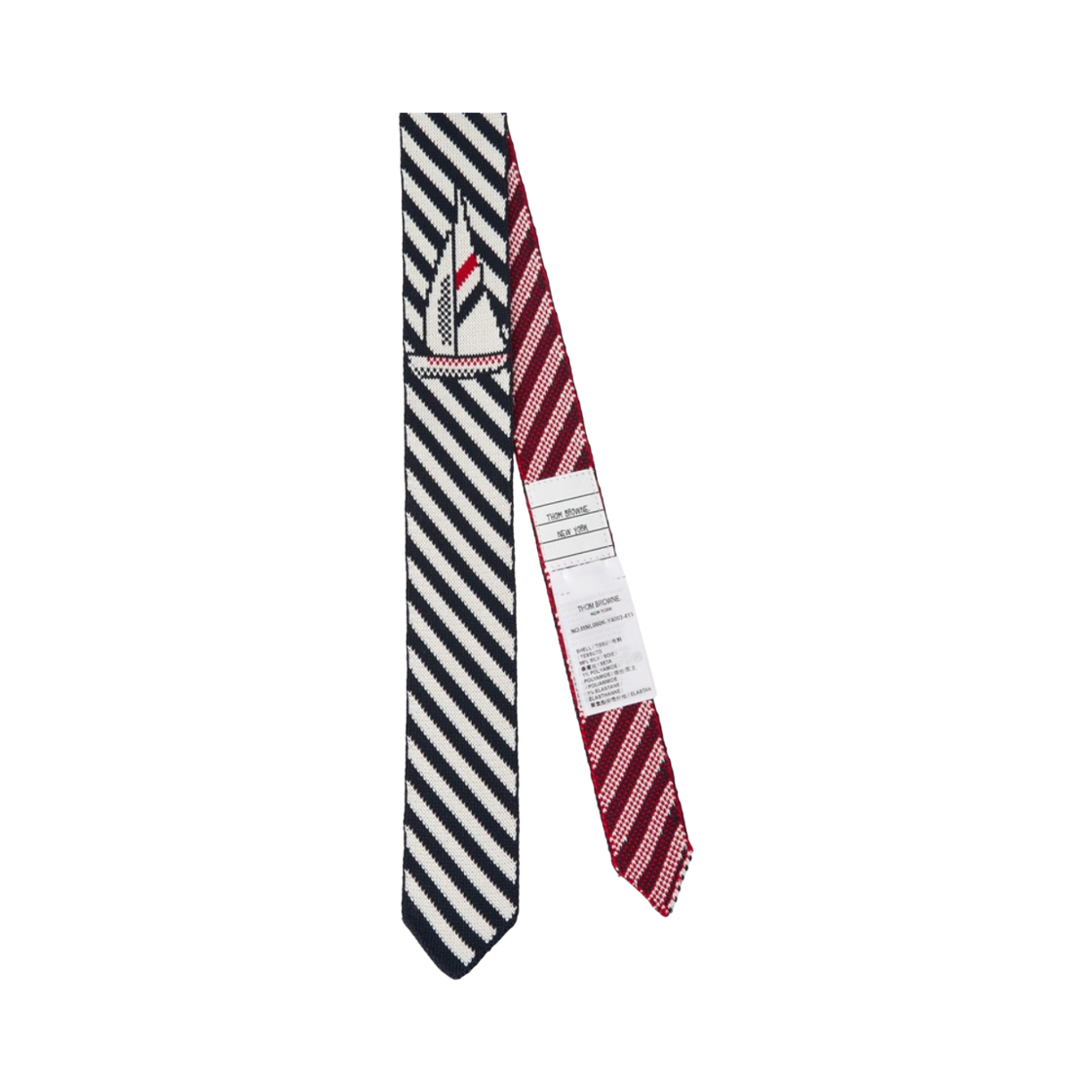 MNL080K-Y4003-415 Thom Browne 4-Bar Stripe Silk Knit Tie Navy