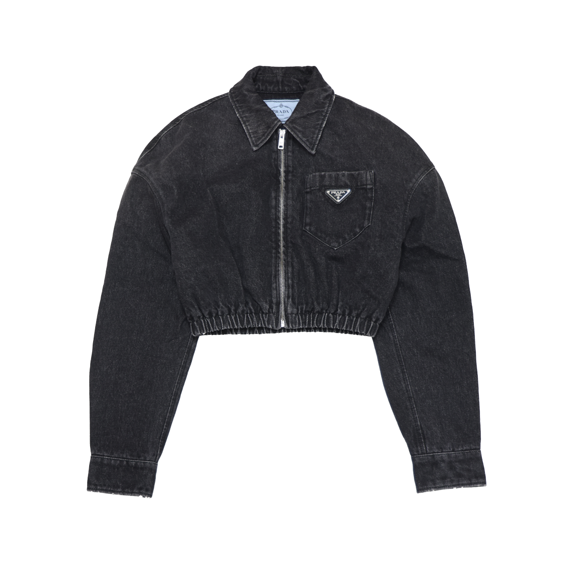 ITUEHBLBBIQI Prada Denim Bomber Jacket Dark Grey