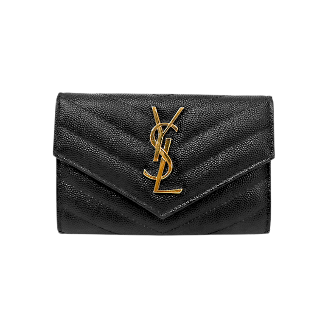 ITTJGPEWSTUA Saint Laurent Black Matelasse Envelope Card Wallet