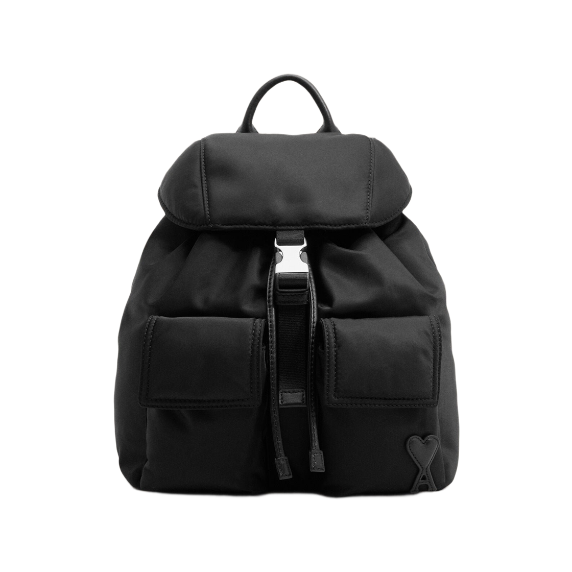 아미 톤온톤 하트 로고 스몰 나일론 마르셀 플랩 백팩 블랙(AMI de Coeur Small Nylon Marcel Flap Backpack Black)