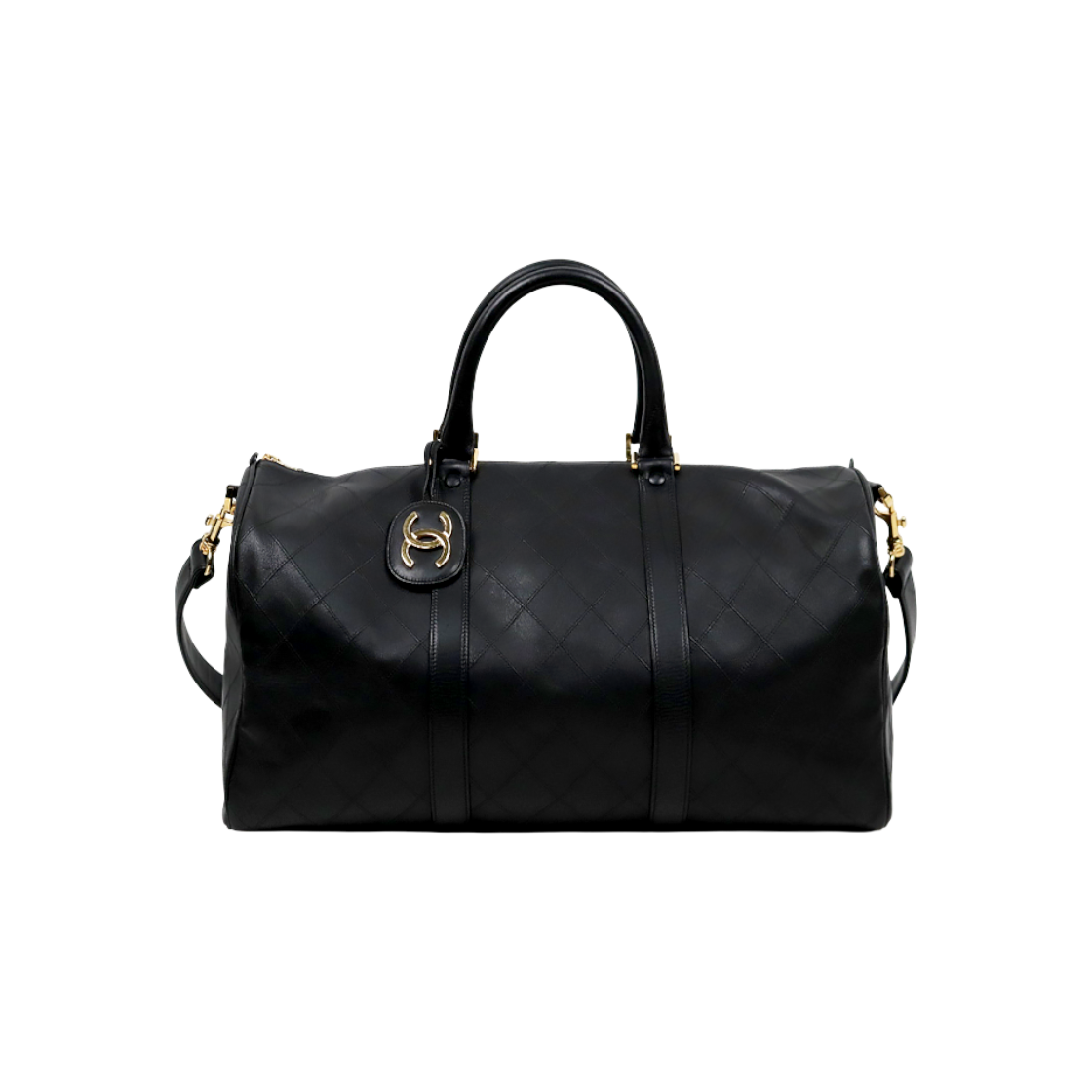 ITGJ8BDFCBRB Chanel Black Quilted Charm Boston Bag