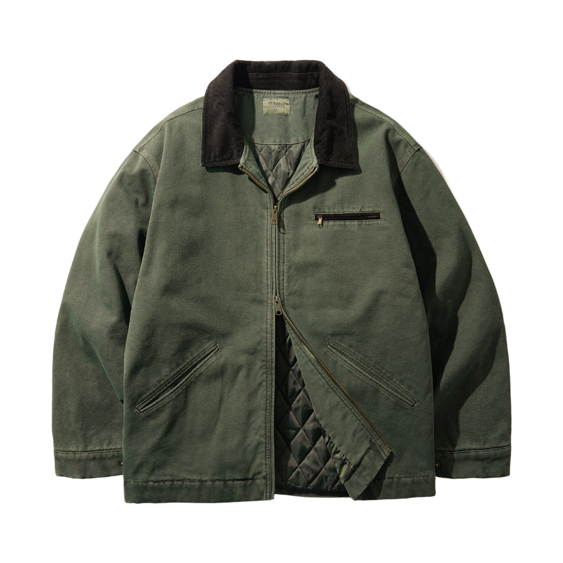 SJOT1479_khaki_292 FP142 Pigment dyed chore jacket khaki SJOT1479