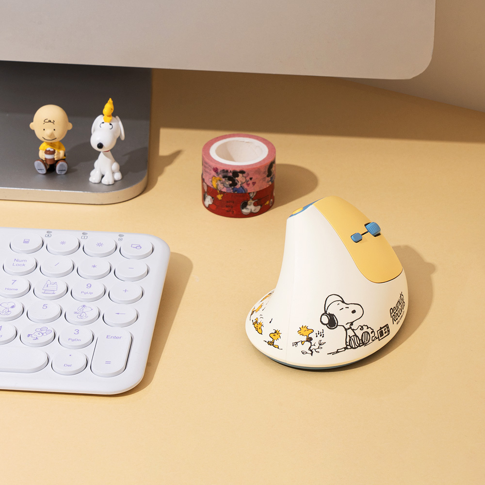 로이체 피너츠 스누피 인체공학 저소음 작은손 미니 버티컬 블루투스 무선 마우스(Royche Peanuts Snoopy Ergonomic Silent Small Hand Mini Vertical Bluetooth Wireless Mouse) - 5