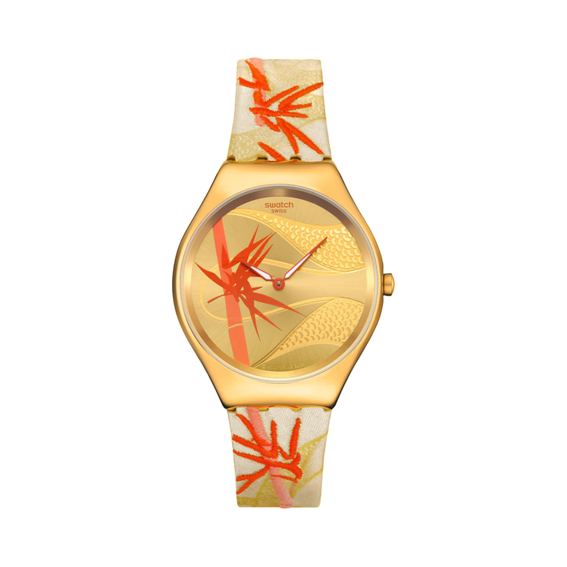 SYXZ105 Swatch Golden Red Bamboo Ivory Gold