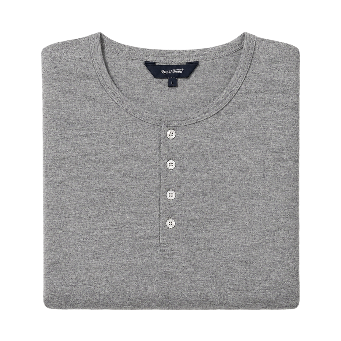 누아트 스튜디오 오리진 헨리넥 긴팔 티셔츠 멜란지 그레이(NUART STUDIO Origin Henley Neck Long Sleeve T-Shirt Melange Gray) - 2