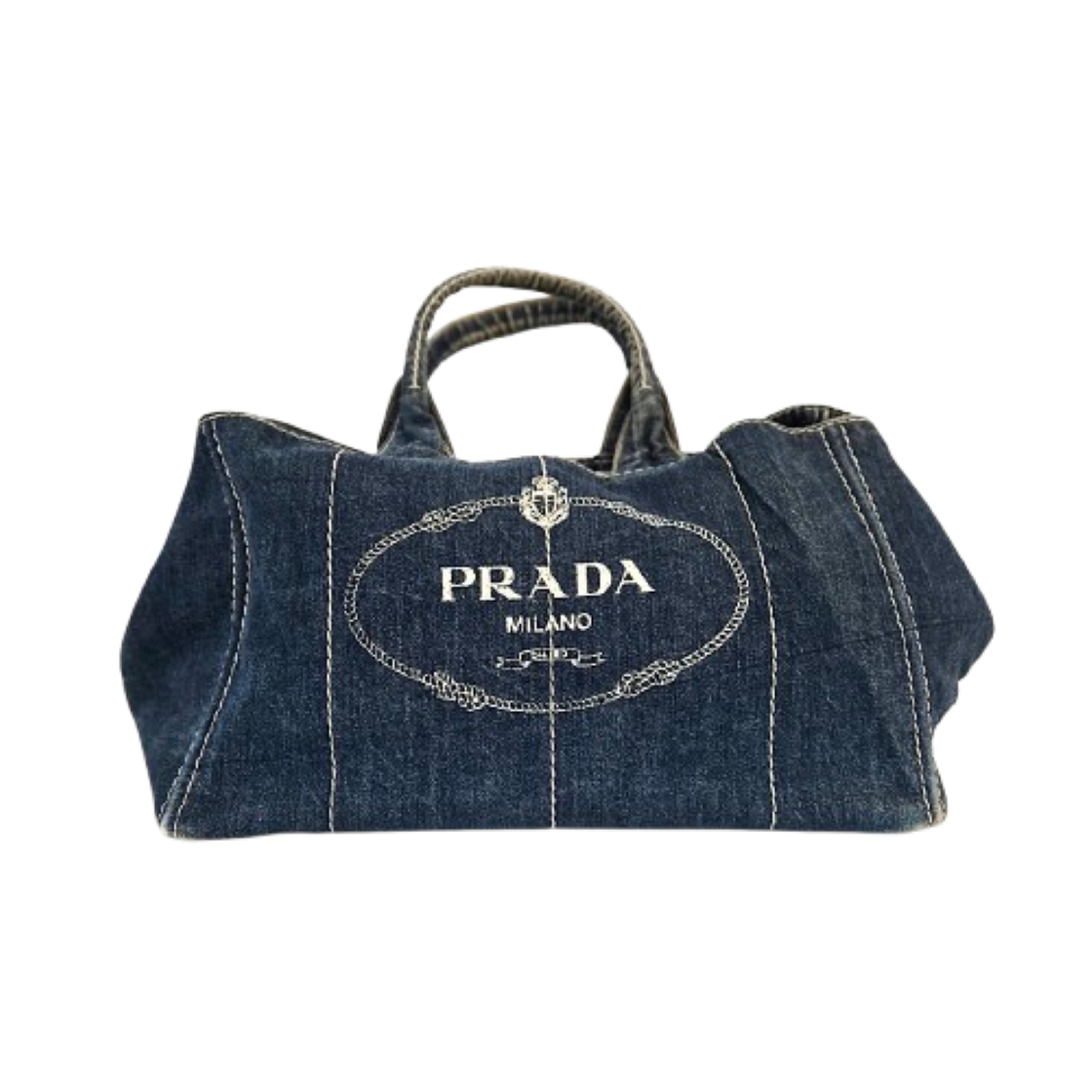 ITG6RSMT5QBQ Prada Kanapa Denim Satchel Tote Bag