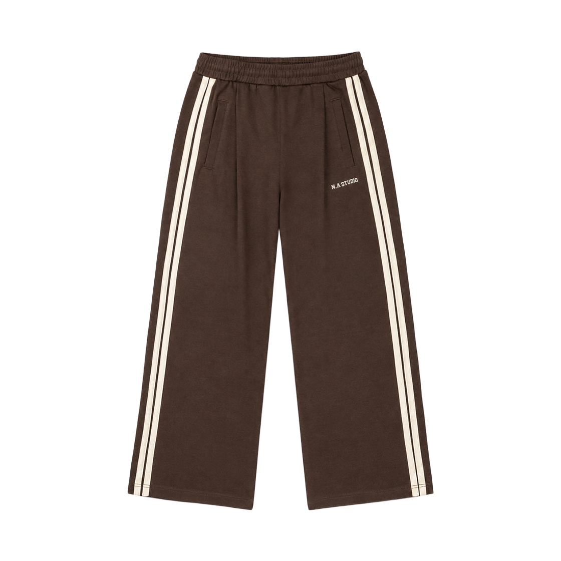 Clothes43 NUART STUDIO Borderline Semi-Wide One-Tuck Pants Brown/Ivory