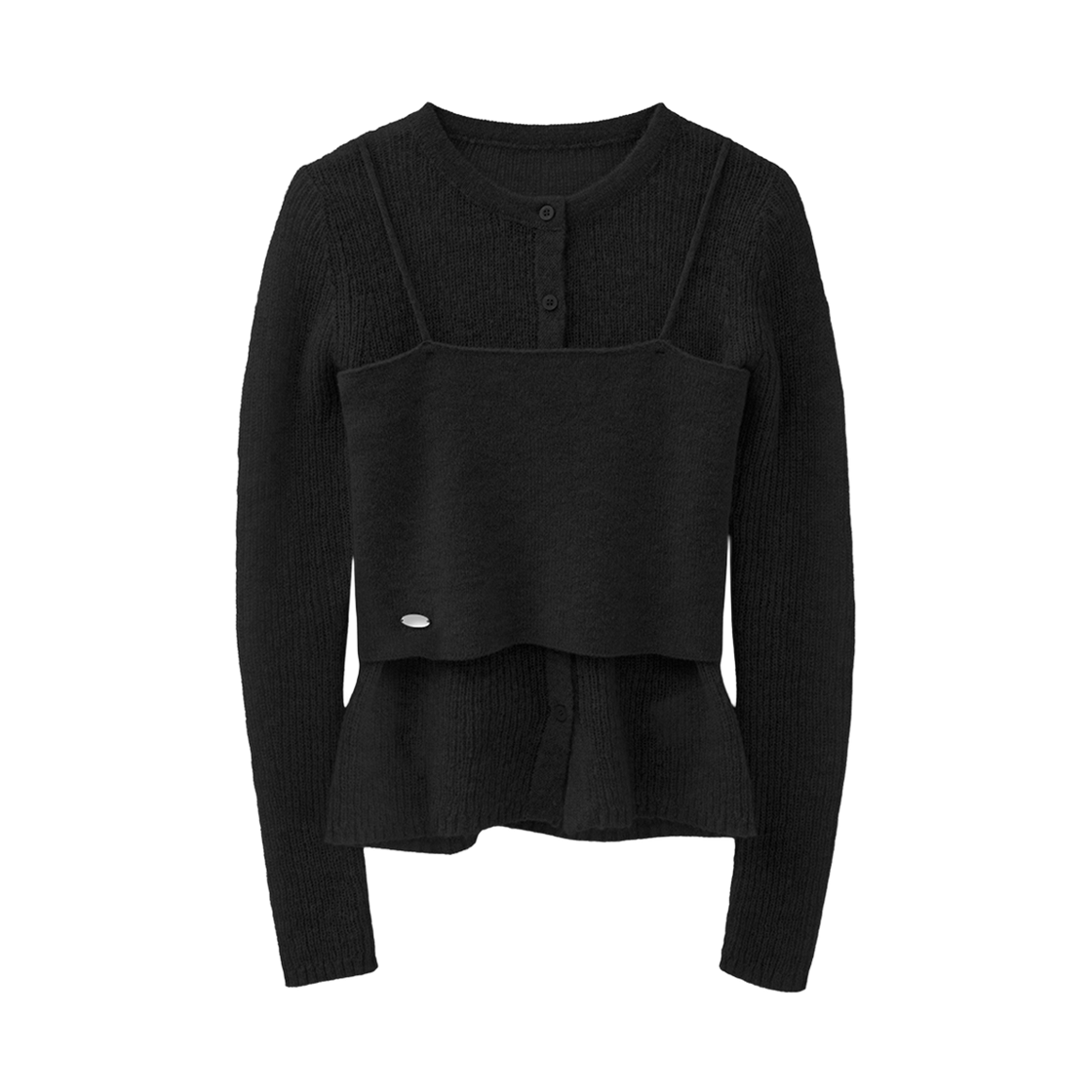 VV61SE03BK VIVACIOUS Bustier Layered Set Knit Cardigan BLACK