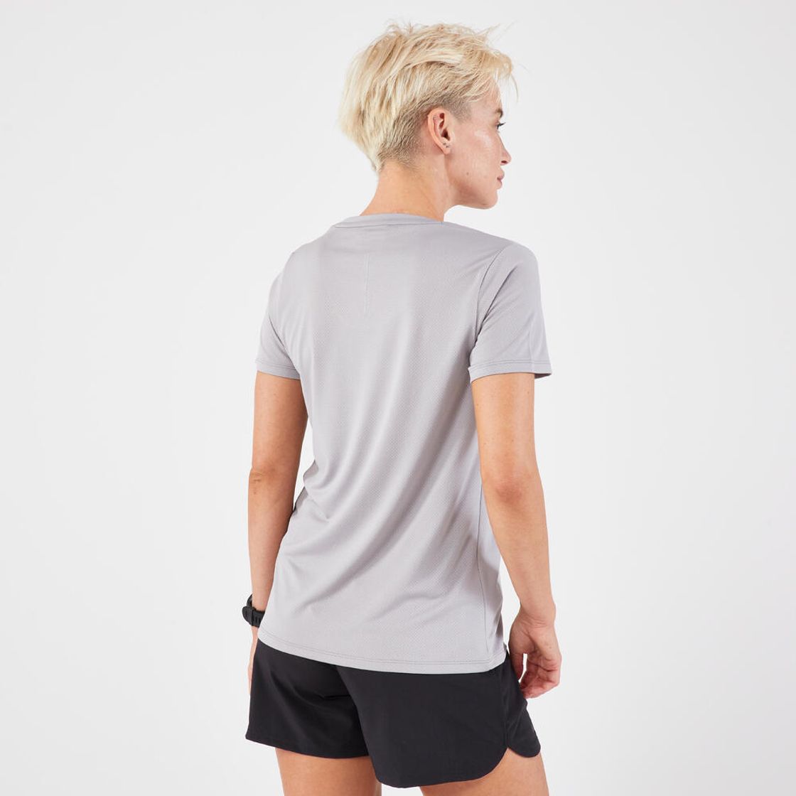 데카트론 여성 러닝 반팔 티 런 드라이 100 플린트 그레이(Decathlon Women's Running Short Sleeve T-Shirt Run Dry 100 Flint Grey) - 5