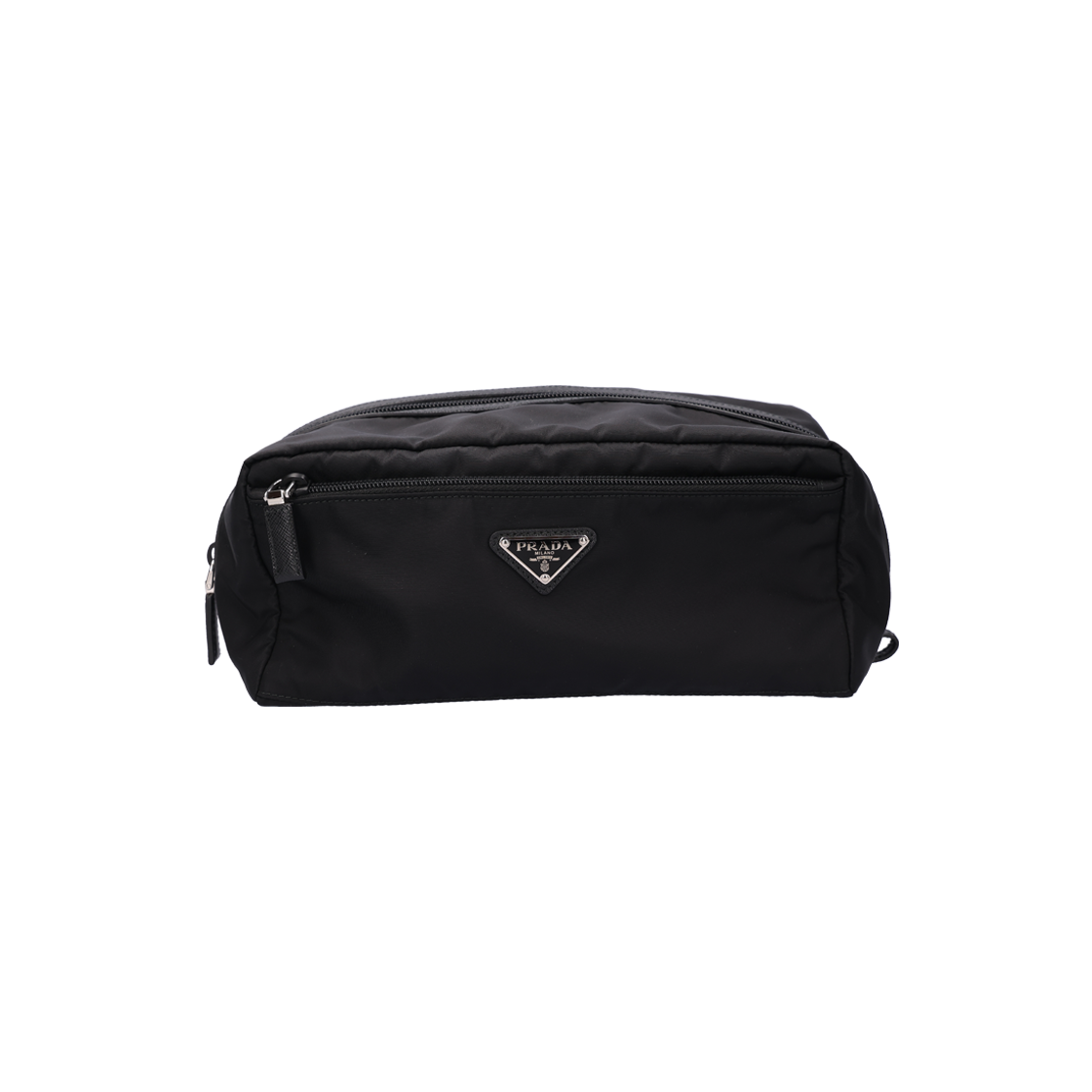 IT54TVB3RU59 Prada Nylon & Saffiano Leather Travel Pouch Black