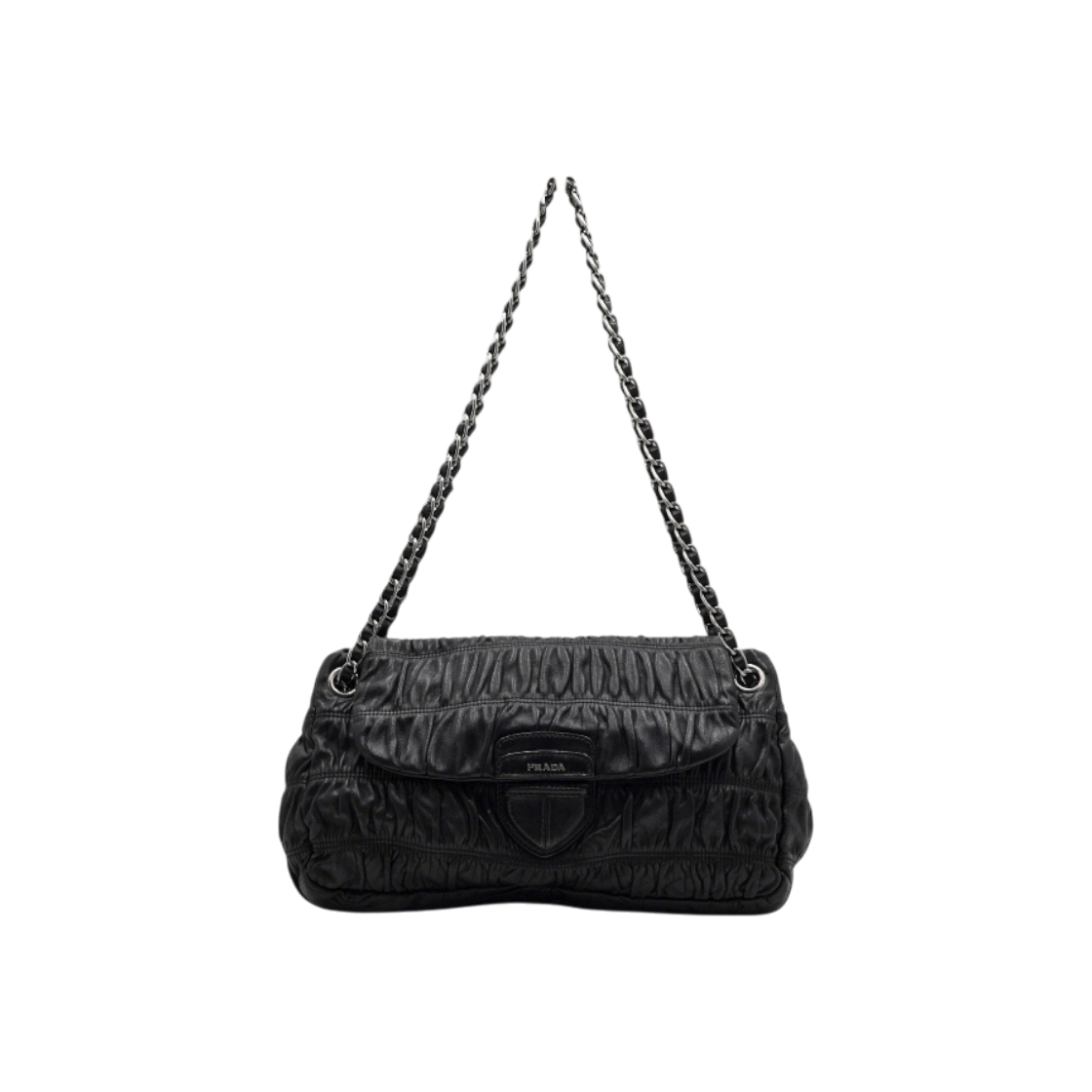 ITTV625PMD5D Prada Black Lambskin Nappa Gaufre Shoulder Bag