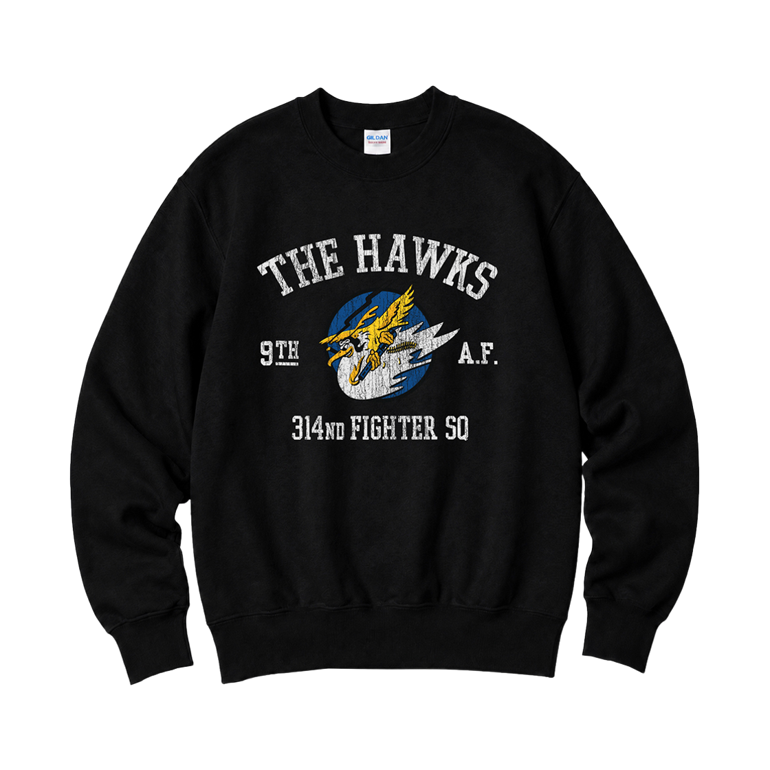 88000_copy Gildan X Vintage Collection THE HAWKS Crewneck Sweat shirt Black