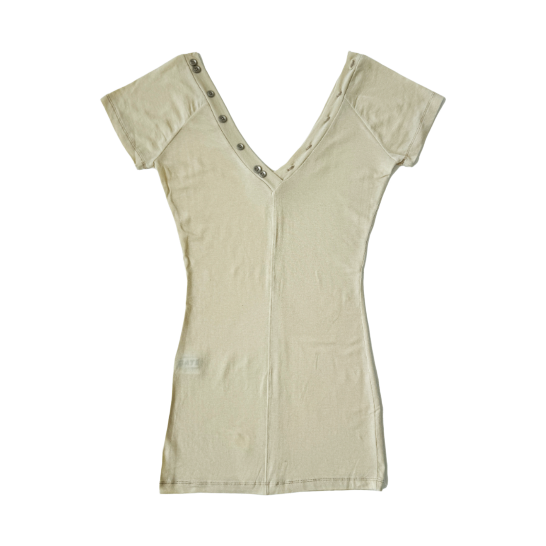 게이트리스 버튼 티셔츠-베이지(Gateless Button T-shirt-Beige)