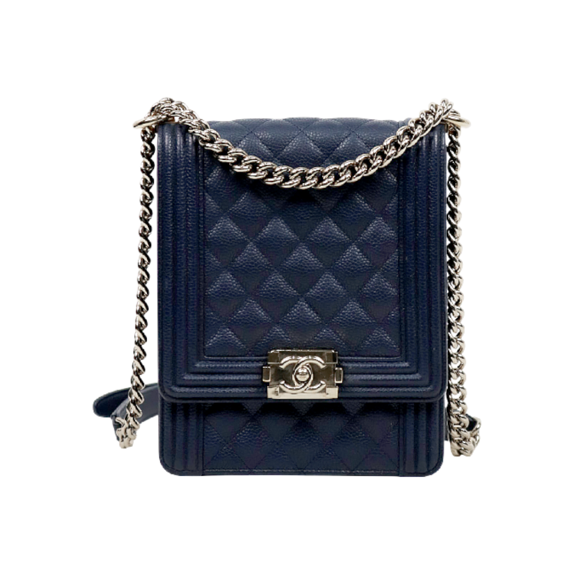ITIKGWQ62R45 Chanel Navy Caviar Boy Satchel Bag