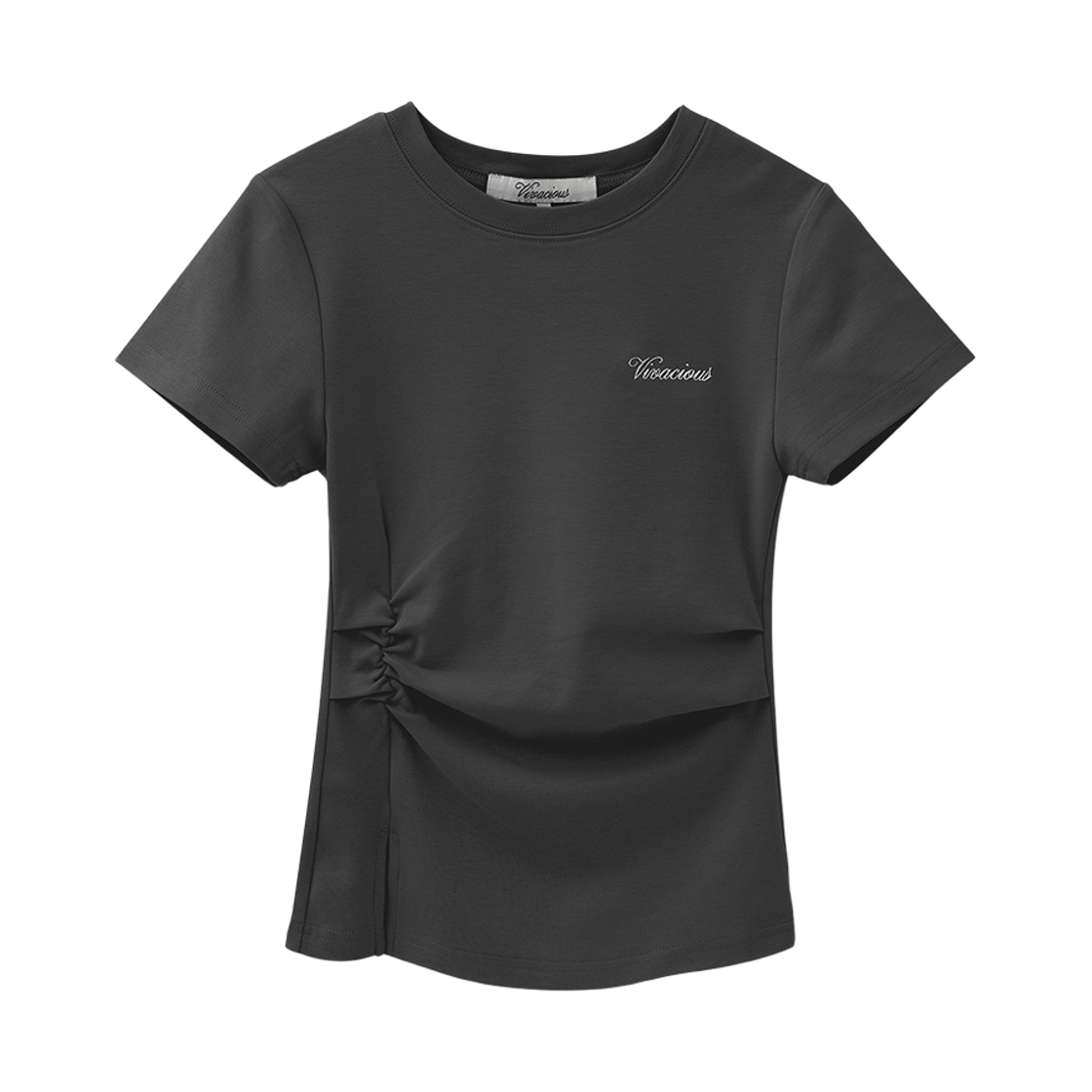 VV61TS02CH VIVACIOUS Loie Tuck Shirring Tee Charcoal
