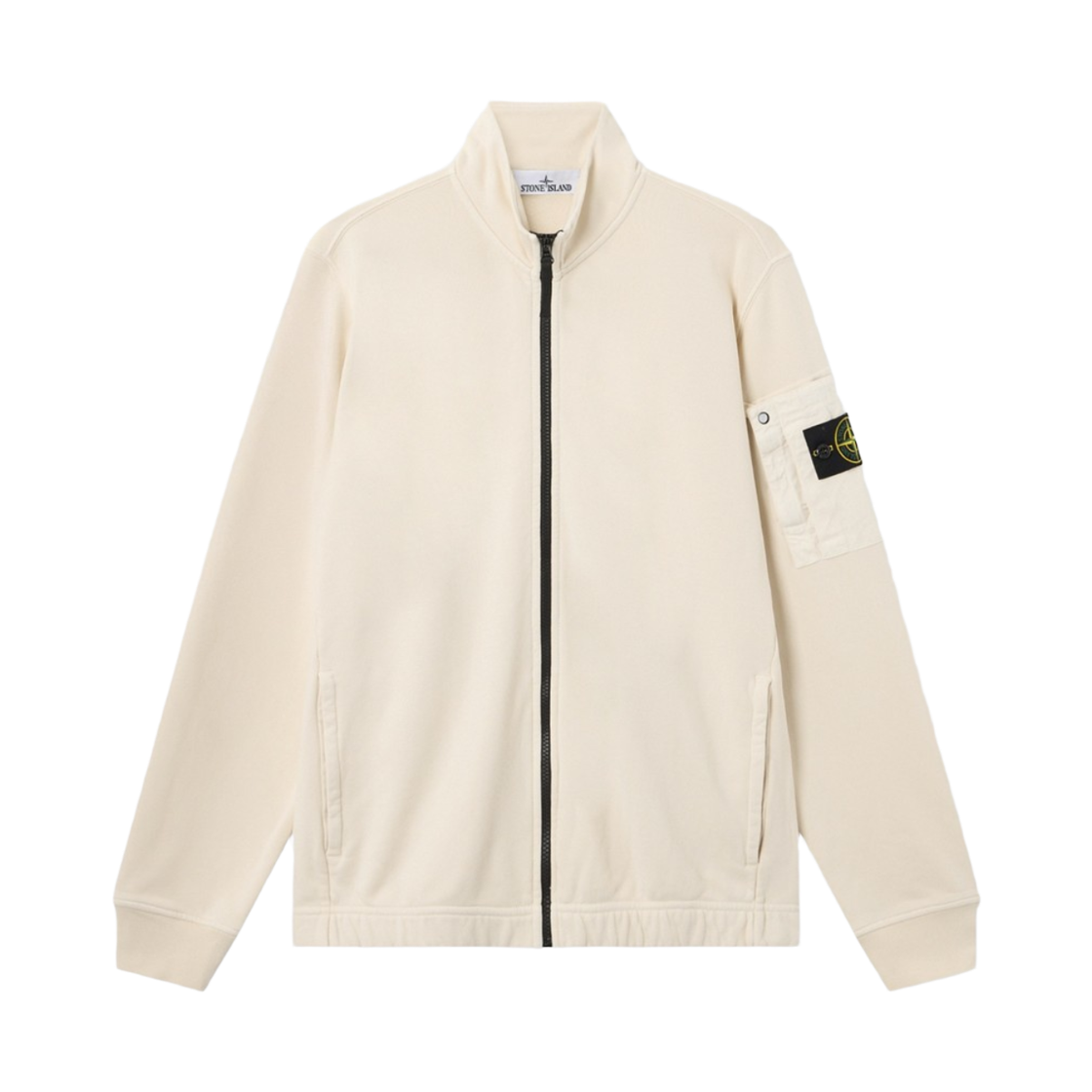 L1S1561000-18S0410-V0093 Stone Island 6100018 Cotton Fleece Regular Fit Track Jacket with Seasonal Pocket Ivory - 26SS