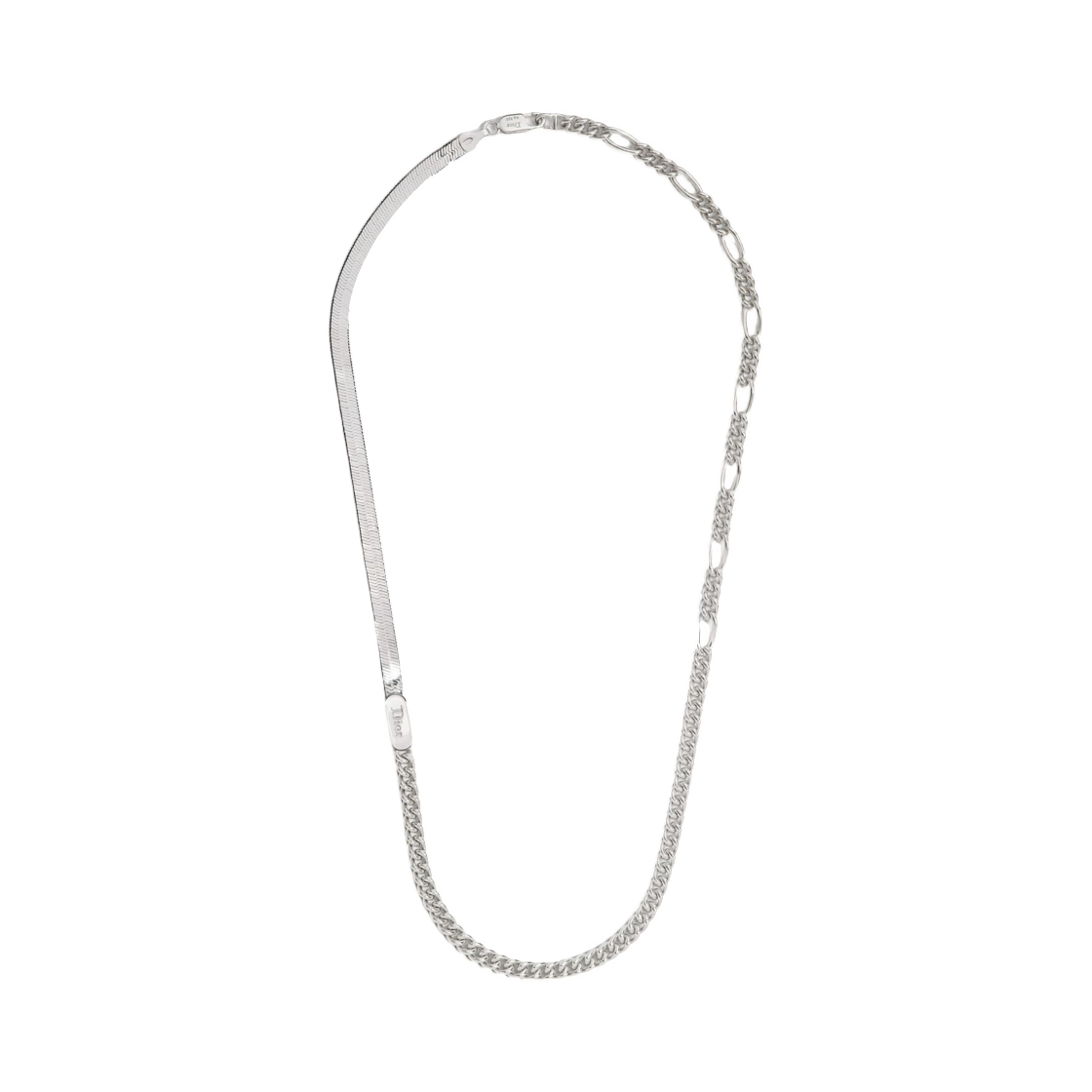 N3851HOMST-D990 Dior Stack Chain Link Necklace Metal Silver
