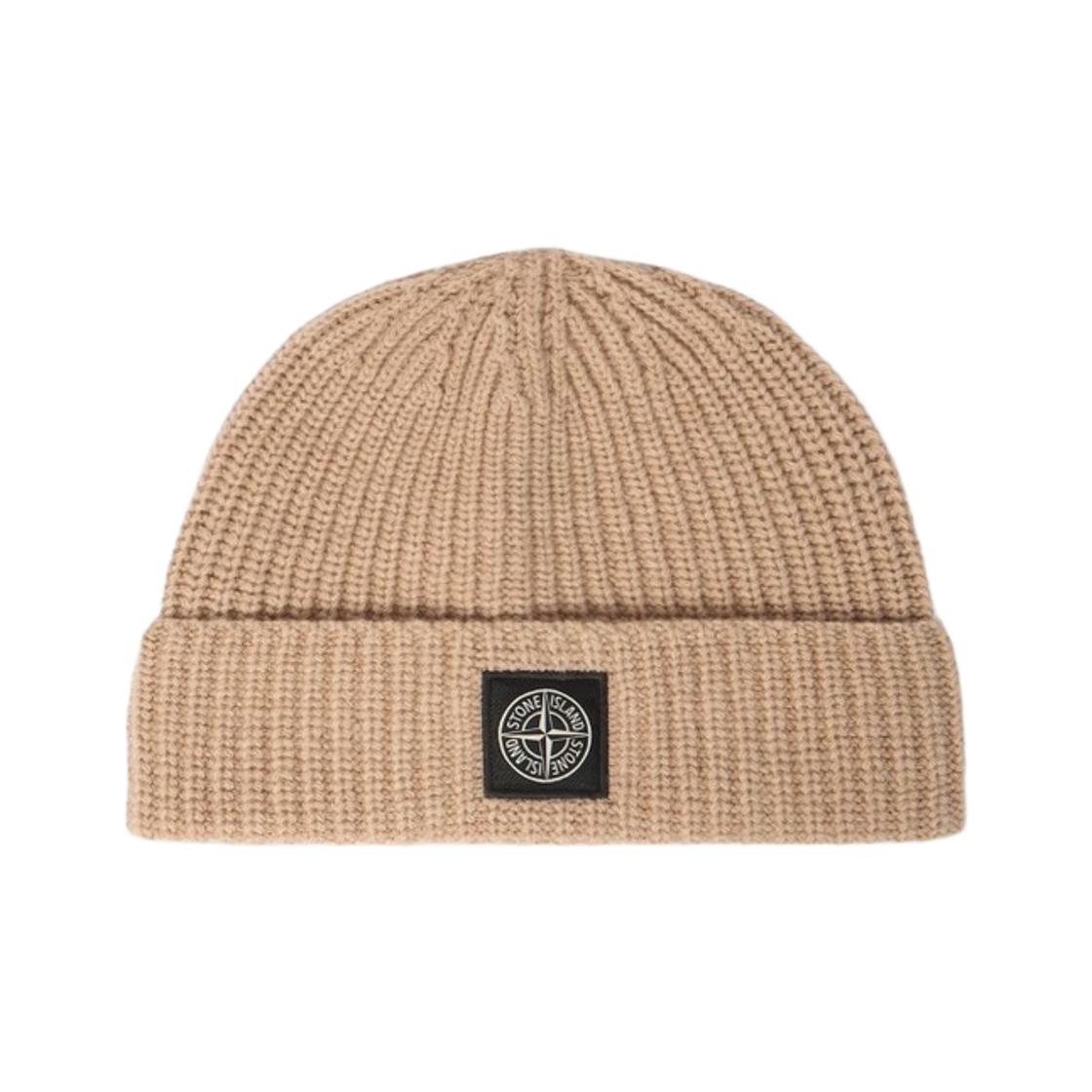 L2S15N1000-12S00B4-V0M94 Stone Island N100012 Ribbed Knit Logo Wool Beanie Biscuit Melange - 26FW