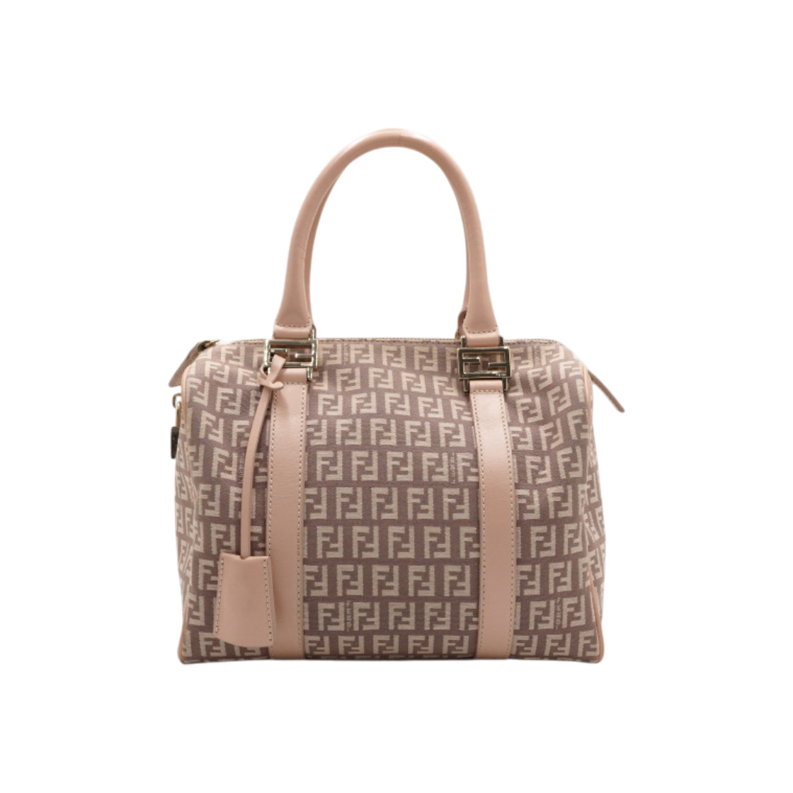 ITJG6DCREAKN Fendi Pink FF Logo Canvas Boston Tote Bag