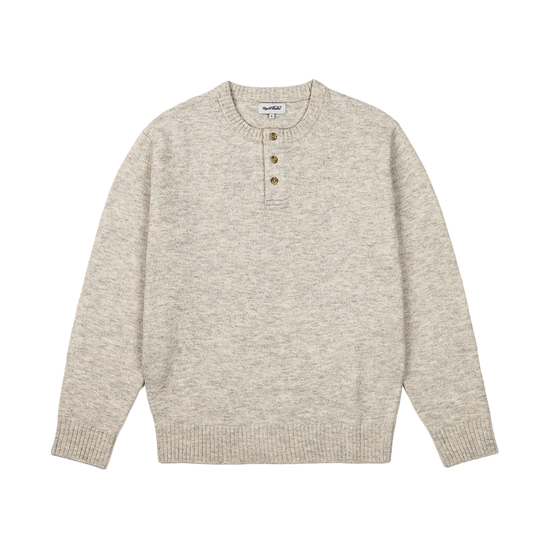누아트 스튜디오 아르보 헨리넥 니트 오트밀(NUART STUDIO Arbo Henley Neck Knit Oatmeal)