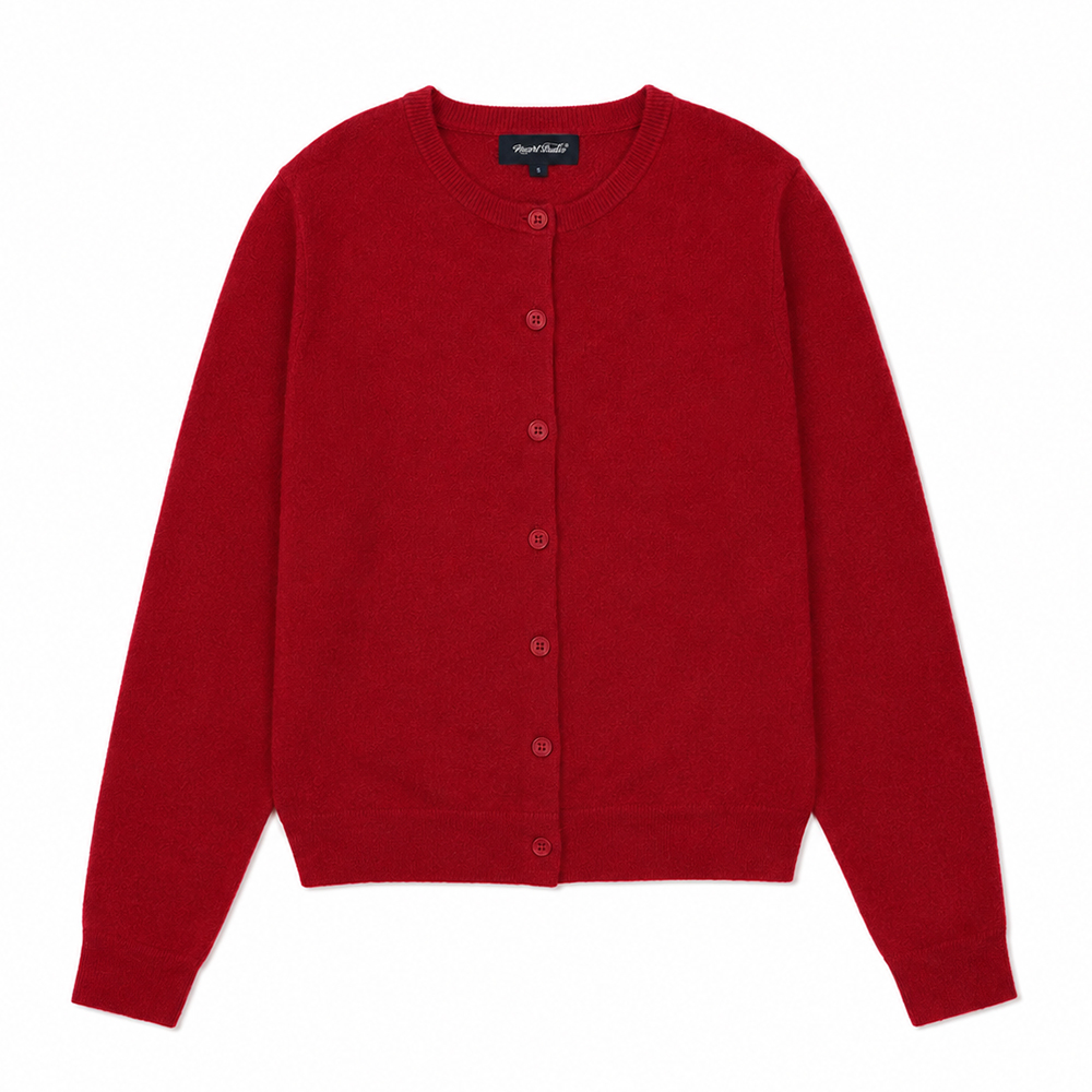 누아트 스튜디오 우먼 레이어 크롭 가디건 레드(NUART STUDIO Women's Layer Cropped Cardigan Red)