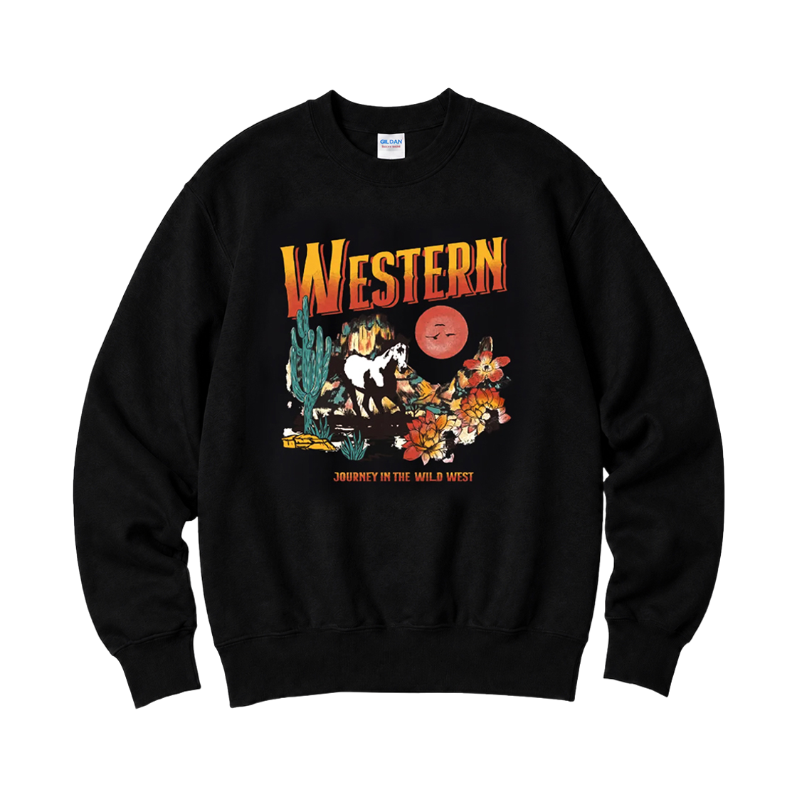 88000_copy Gildan X Vintage Collection WESTERN Crewneck Sweat shirt Black
