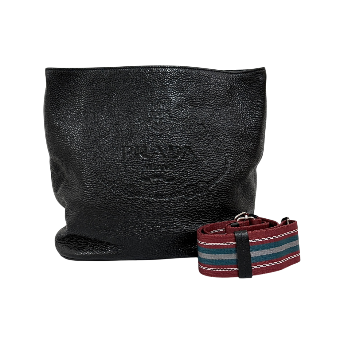 ITC7ASI95CV2 Prada Vitello Bucket Shoulder Bag Black