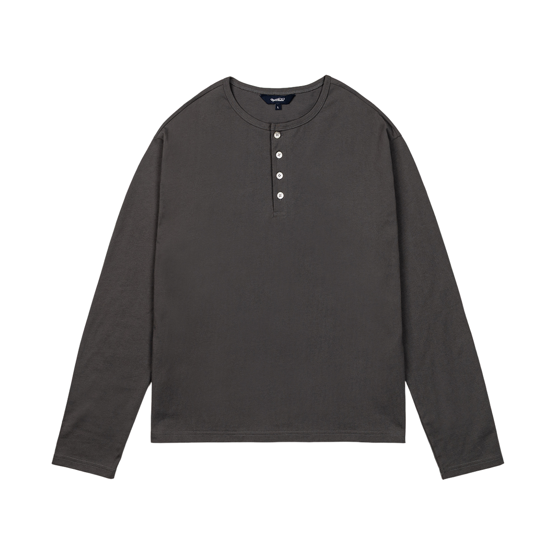 Clothes26 NUART STUDIO Origin Henley Neck Long Sleeve T-Shirt Charcoal Gray