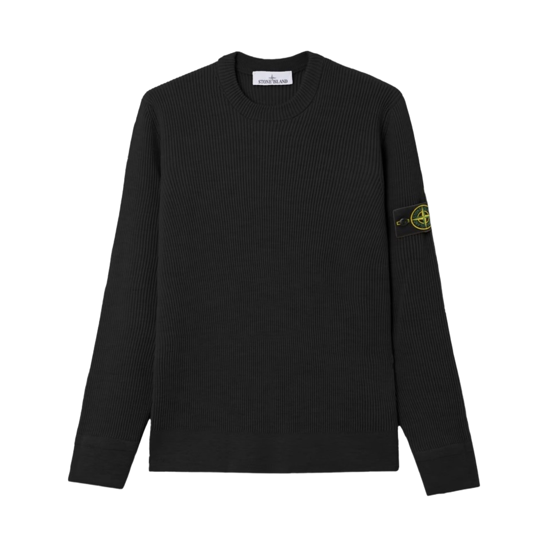 L2S1551000-53S00C2-V0029 Stone Island 5100053 Full Rib RWS Wool Regular Fit Crewneck Jumper with Fine Ribbed Trims Black - 26FW