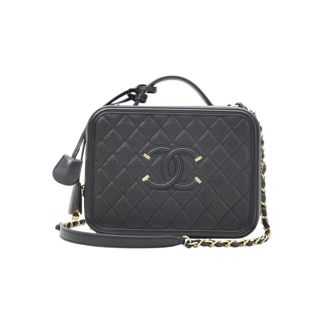 ITONVILGWPL7 Chanel Black Caviar Large Top Handle Vanity Case