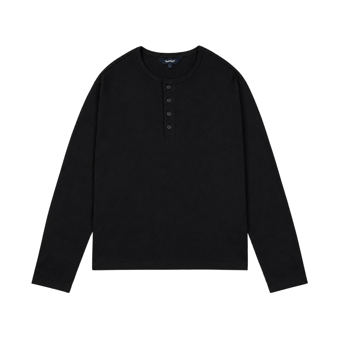 Clothes24 NUART STUDIO Origin Henley Neck Long Sleeve T-Shirt Black